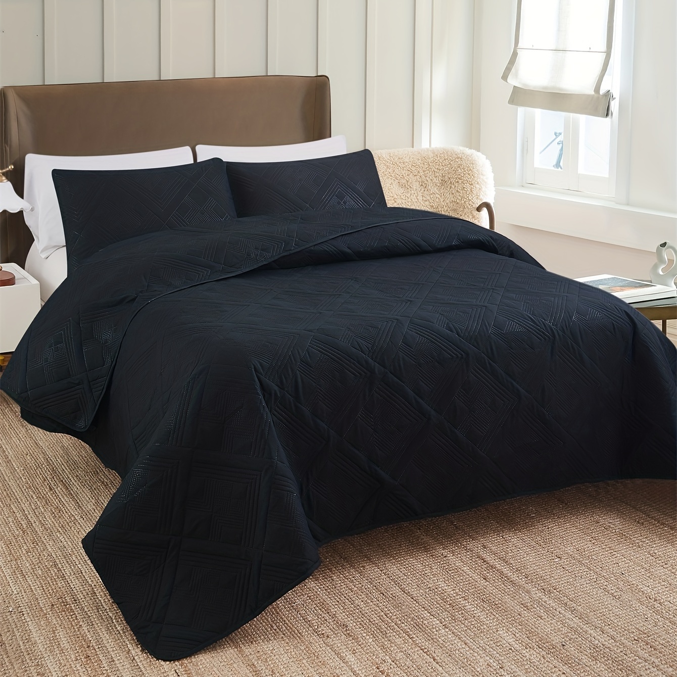 Black sale quilted bedspread