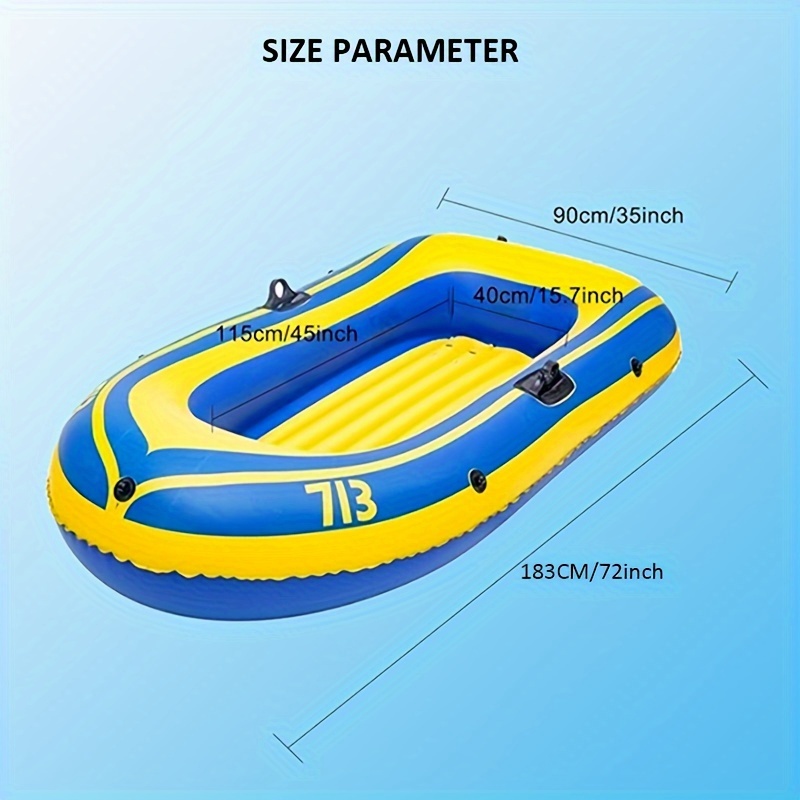 Inflatable Boat Kayak For 2 Person, For Adults & Kids, Fishing Boat,  Inflatable Raft With Oars, Cushion, Rope, Repair Patch & Manual Pump