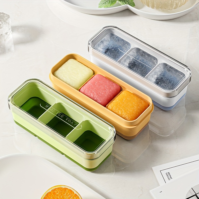 Gprince Silicone Plateau de Congélation Soupe 4 Cubes Aliments Congelés  Moules avec Couvercle Congelé Boîte d'Emballage 