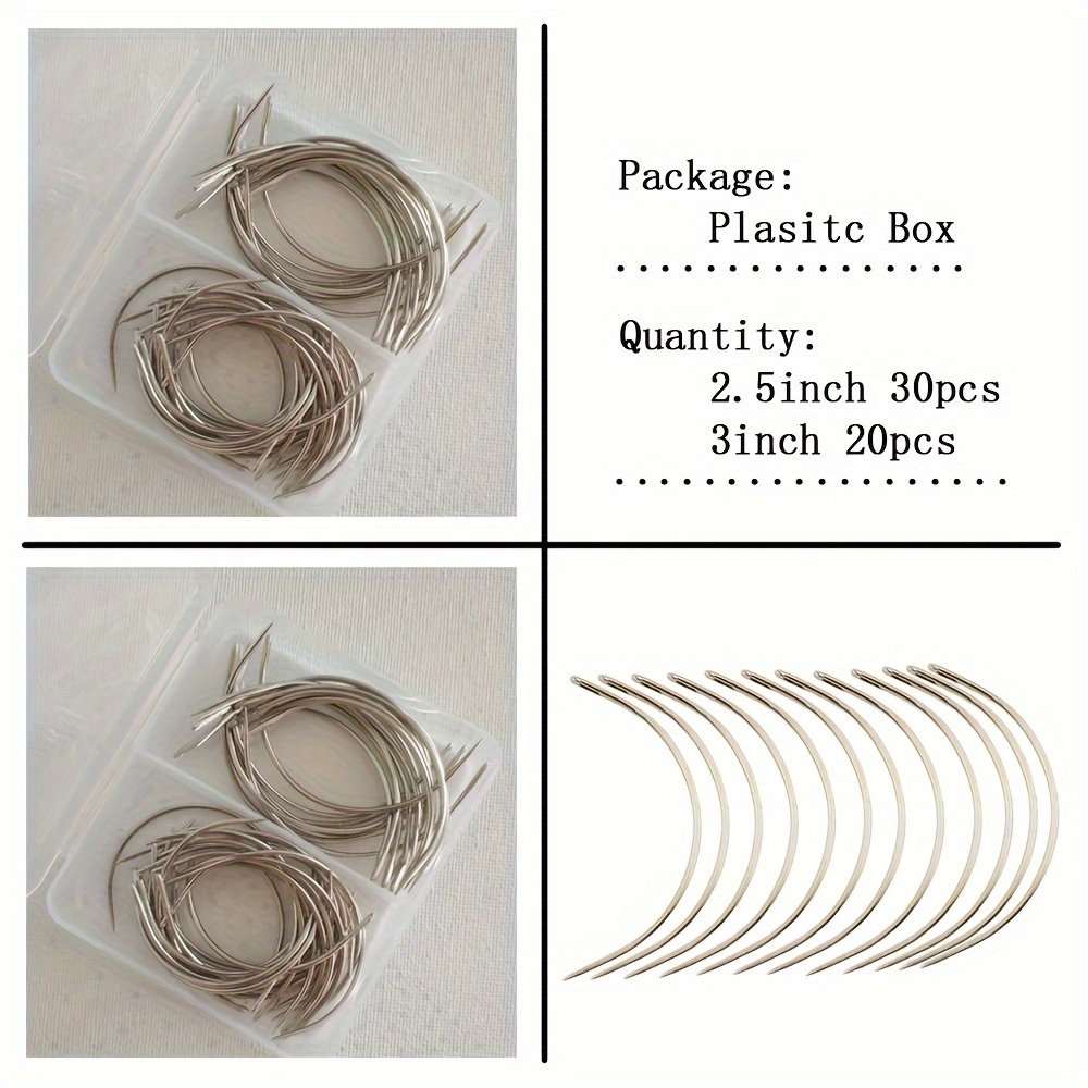 50 PCS Curved Needles, Curved Sewing Needles, Leather