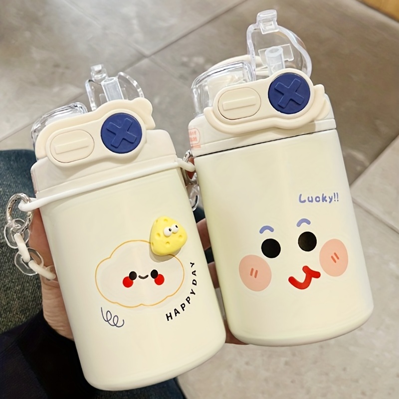 cute cartoon vacuum cup straw chain stainless steel 1