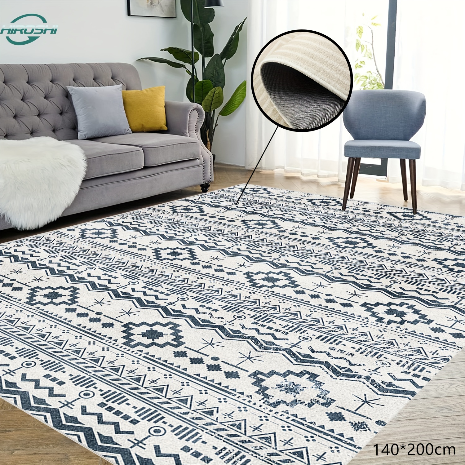 Debao Washable Area Rugs 8x10 - Large Rugs For Living Room Non-Slip  Non-Shedding Thin Carpet For Bedroom Kitchen Stain And Water Resistant  Indoor Carpets Black, 8x10