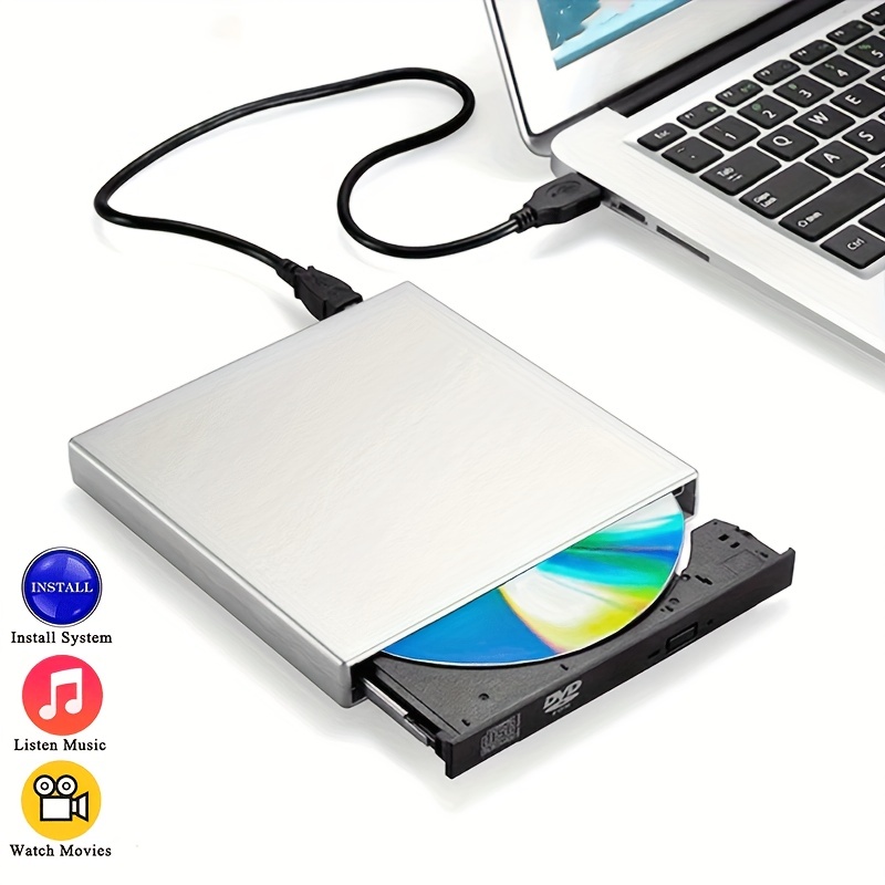

External Cd Dvd Drive For Laptop, Portable Slim Usb 2.0 Cd Dvd Burner Player, Cd/dvd +/- Rw Rom Optical Driver For Laptop Support Windows 10/8.1/7/xp/vista, Linux, Os