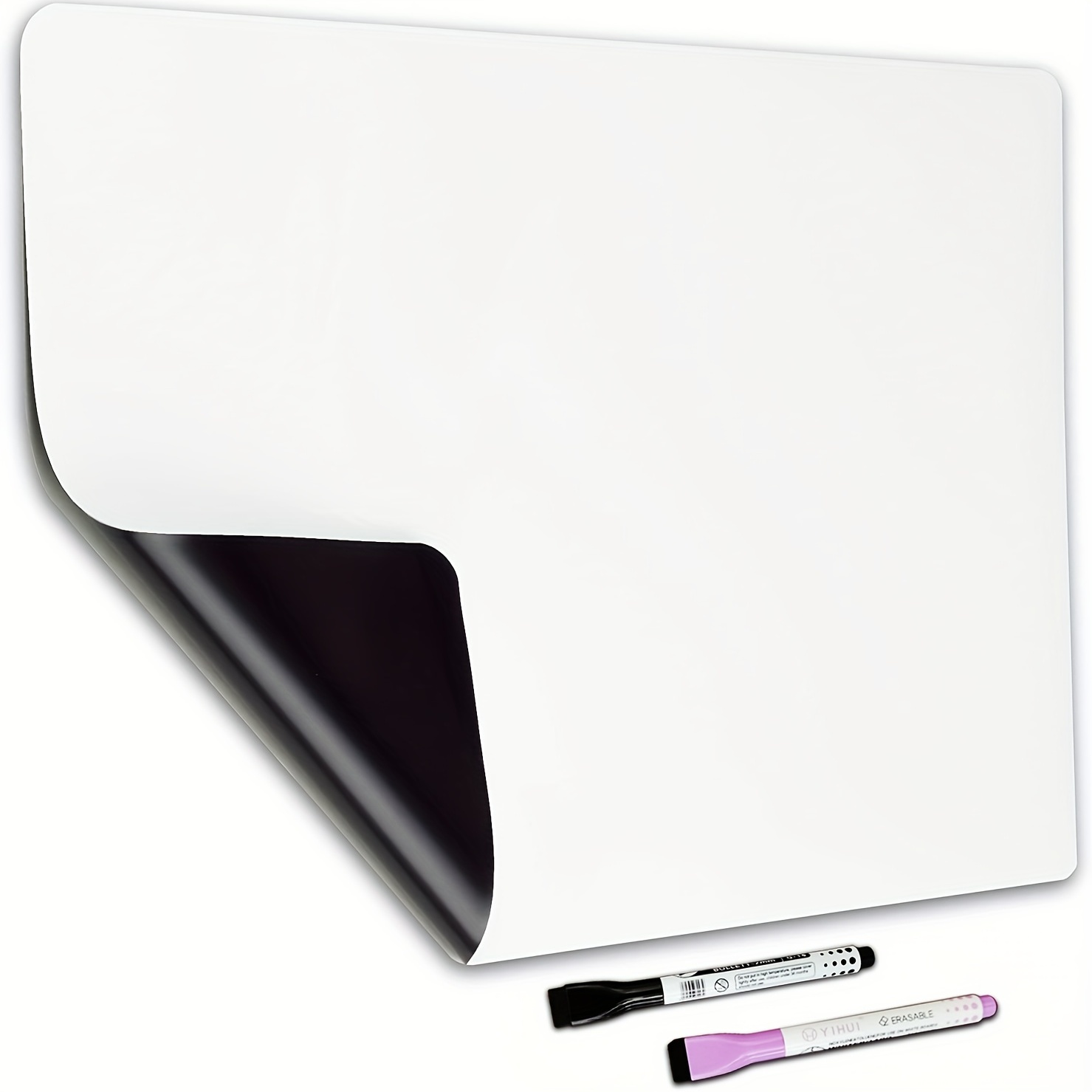 Pizarra blanca magnética de borrado en seco para nevera, A3/A4, pizarra  blanca suave, incluye 3 marcadores, 1 borrador y 2 imanes para refrigerador