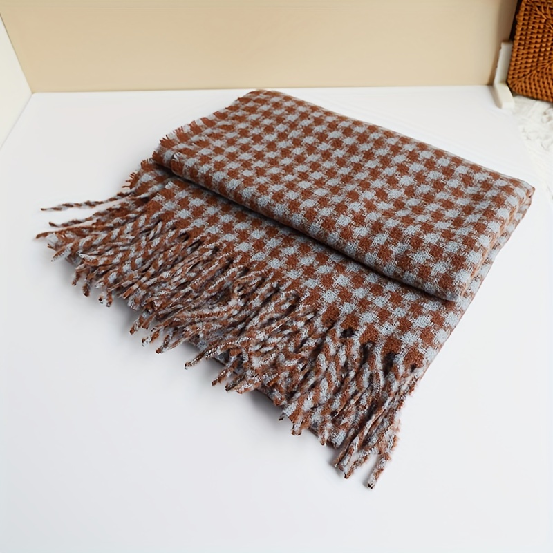 Erke Classic Houndstooth Scarf Vintage Stretch Imitation Cashmere