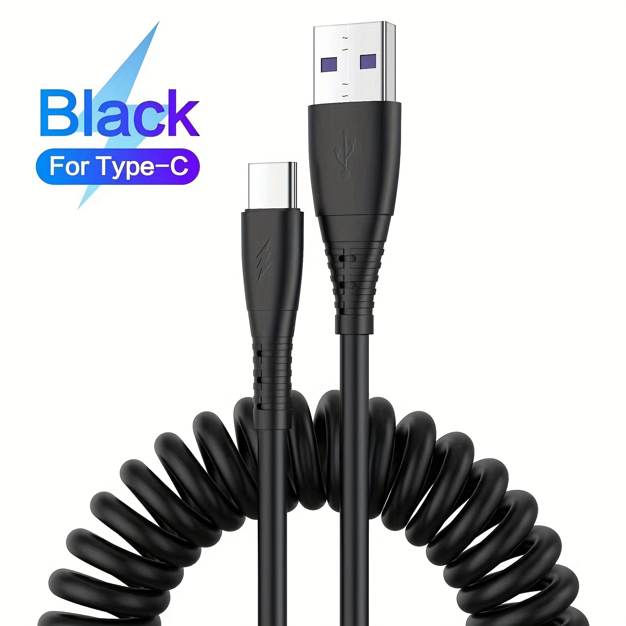 Fast Charging Usb Type C Spring Telescopic Coil Cable In Car - Temu