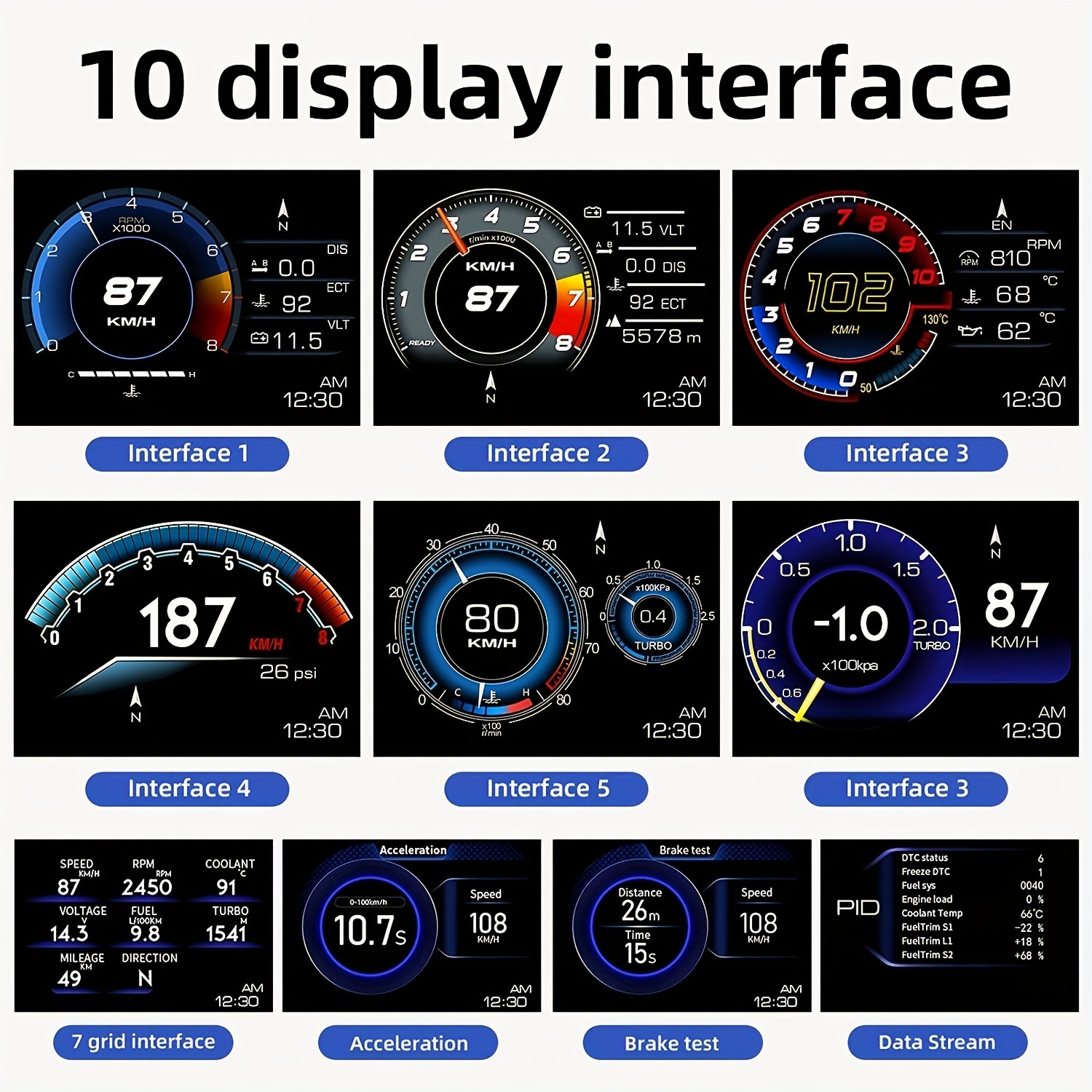 Car HUD Head Up Display, OBD+GPS Smart Gauge With Test Brake Test Overspeed  Alarm HD LCD Refitting Code Table Display, Works Great For Most Cars (AP6)
