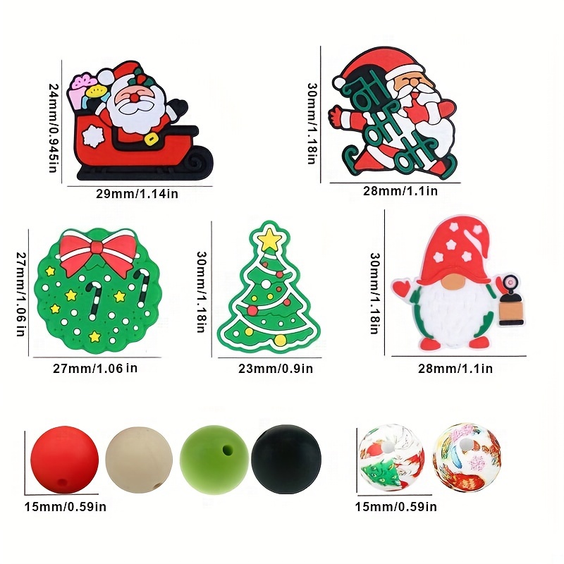 Christmas Silicone Beads Bulk Cartoon Santa Claus Loose - Temu