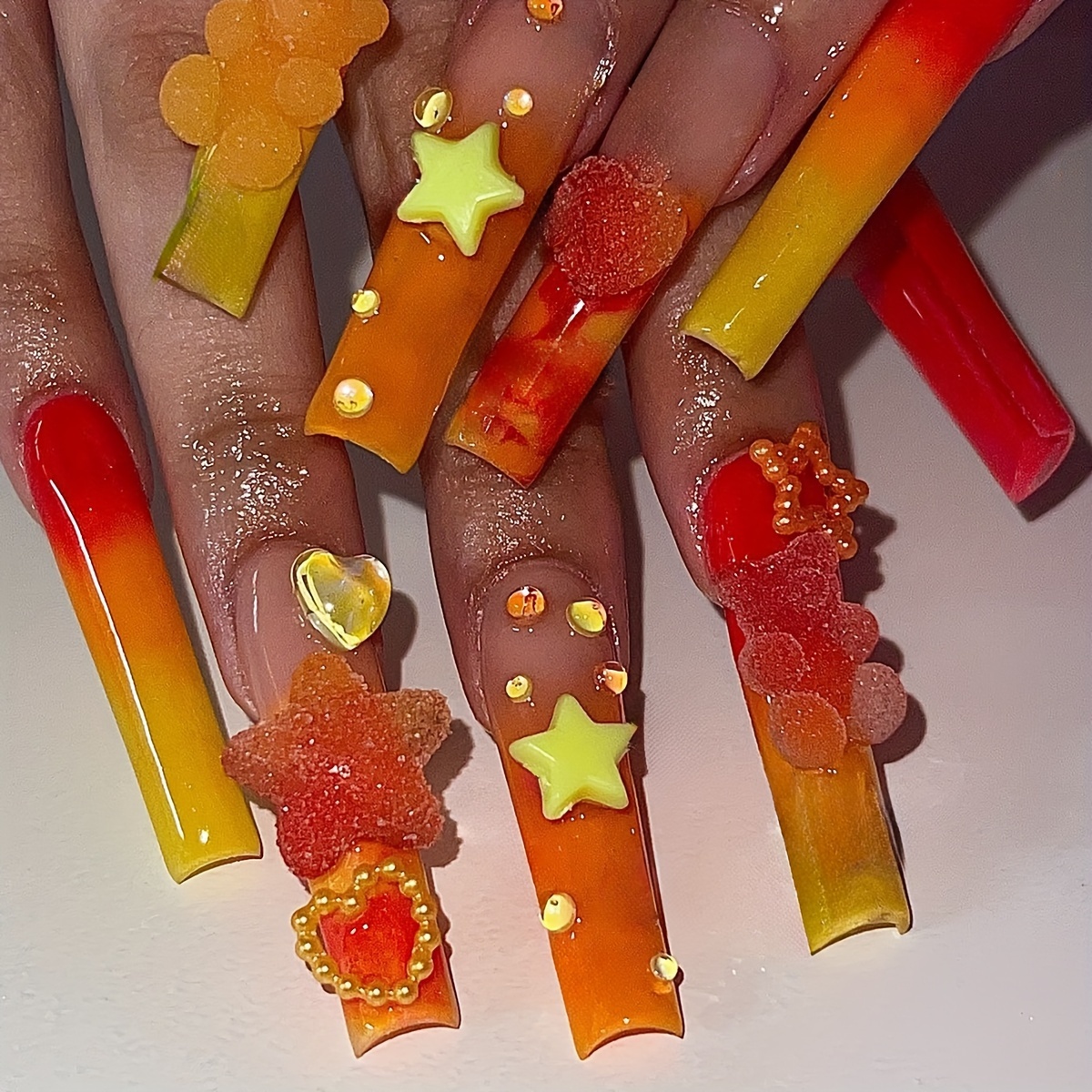 10pcs Cute Sugar Bear Nail Art Charms DIY Candy Color Acrylic