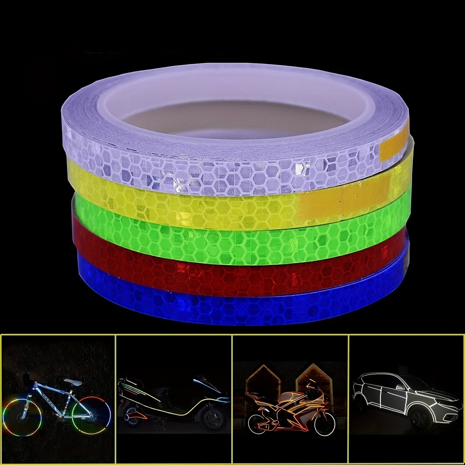 Reflective Tape, Outdoor Safety Warning Lighting Sticker, Waterproof Bike  Reflector Tape For Car, Bicycle, Motorcycle Rim Self-Adhesive DIY Decoration