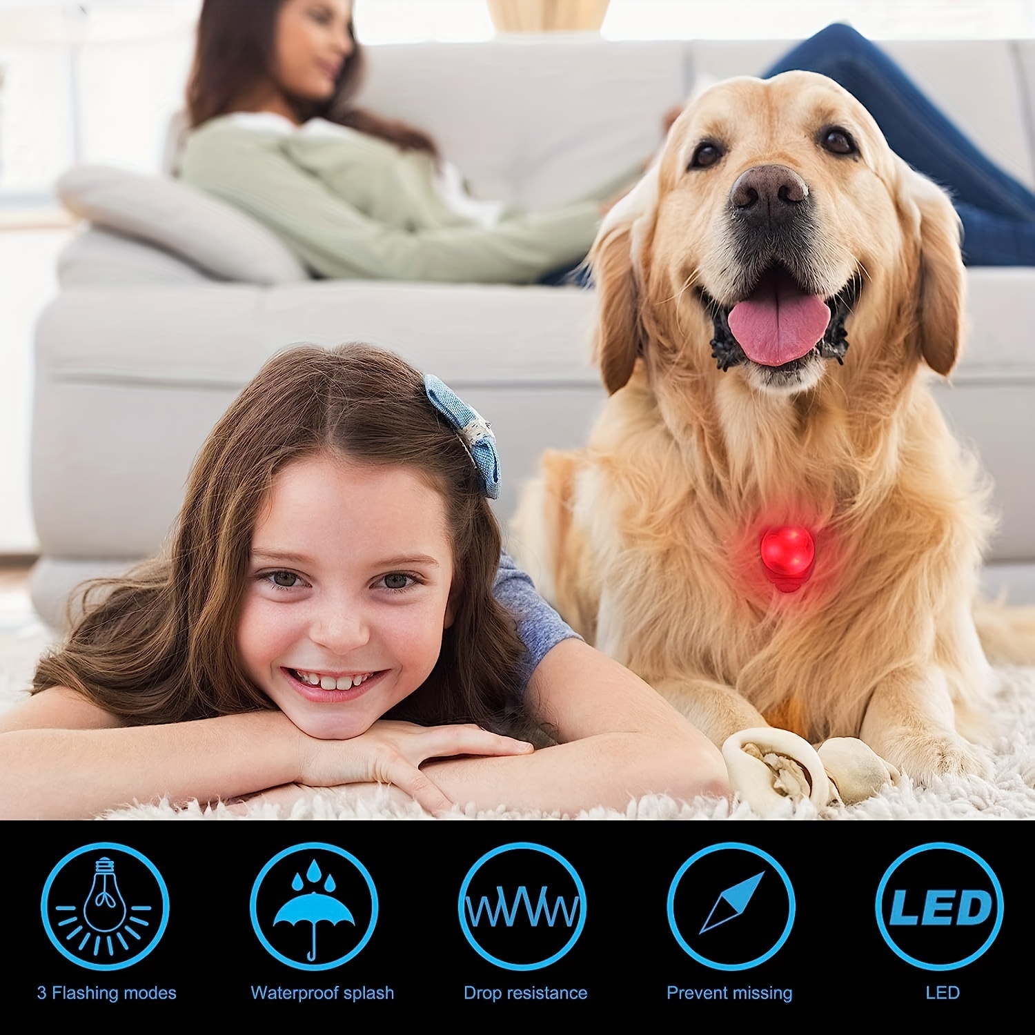  LaRoo Luces para perros para caminar por la noche, luces LED  para collar de perro con clip para luz nocturna, collar de perro, luz para  pasear al perro, collar de perro