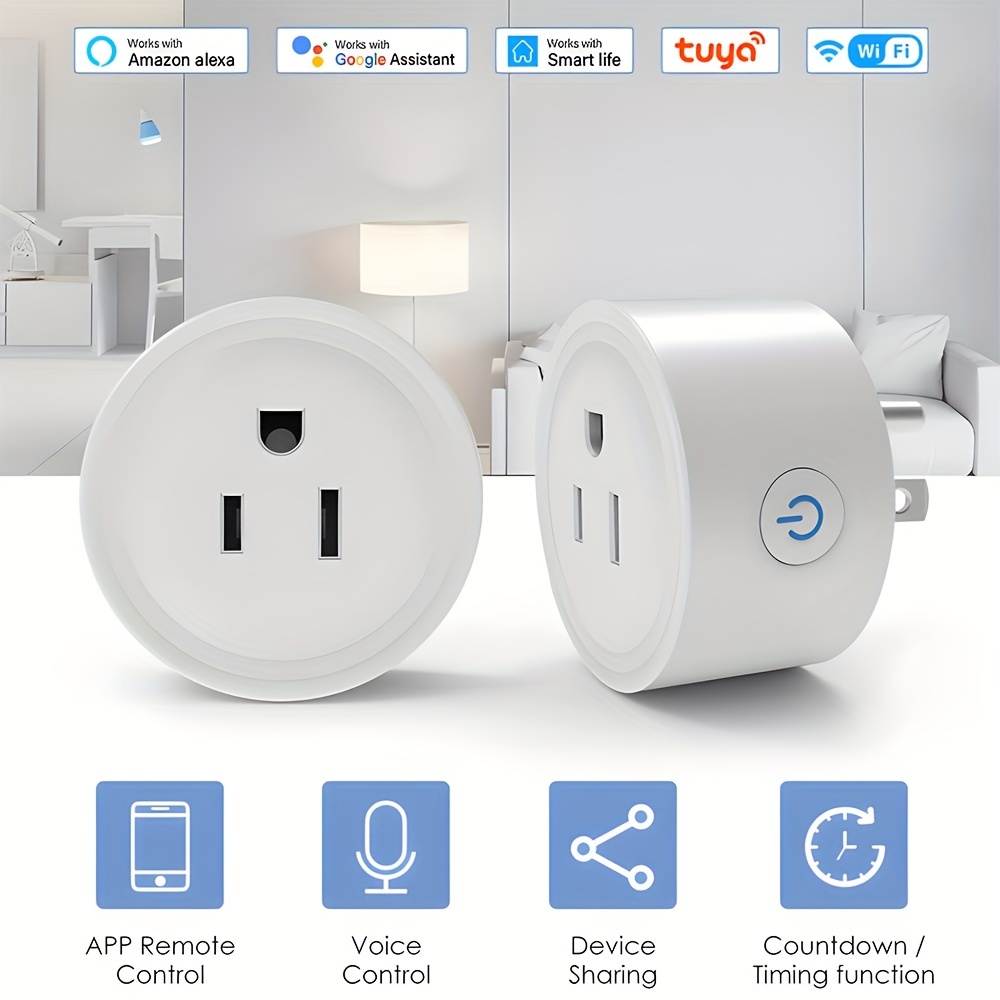 Outdoor Smart Plug 2 Sockets WiFi Compatible with Alexa & Google Home Devices ~ Wireless Remote Control Timer & On/Off with App (WiFi 2 Outlet)
