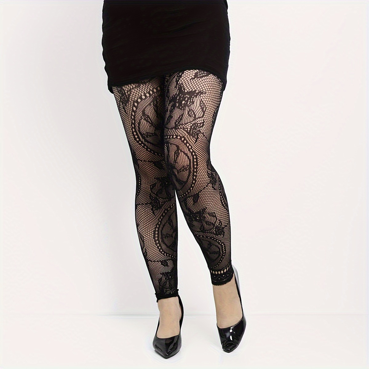 Floral Lace Footless Costume Leggings