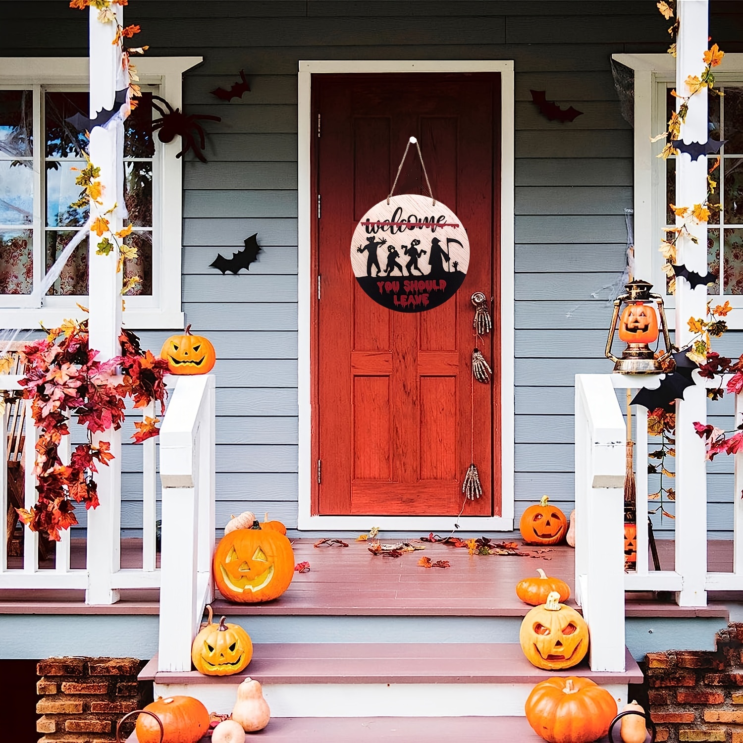  Halloween Cute Witch House Decorations Door Hanger Sign,  Wooden Halloween Welcome Sign, Cute Halloween House Door Wall Decorations  with Rope : Patio, Lawn & Garden