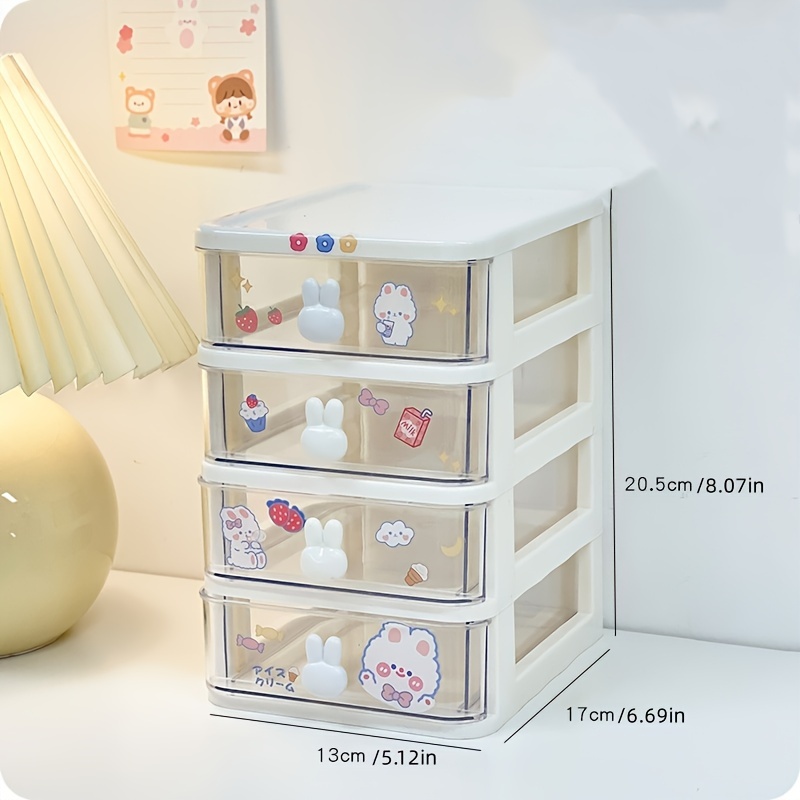 Cute Desktop Storage Box With Transparent Small Drawer Multi - Temu