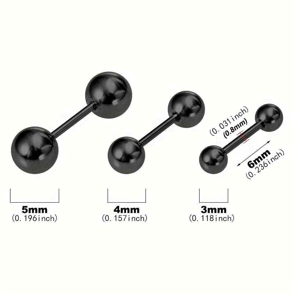 3pcs Pack Ear Bone Studs for Men, Ball Pointed Cone Round Cake Square