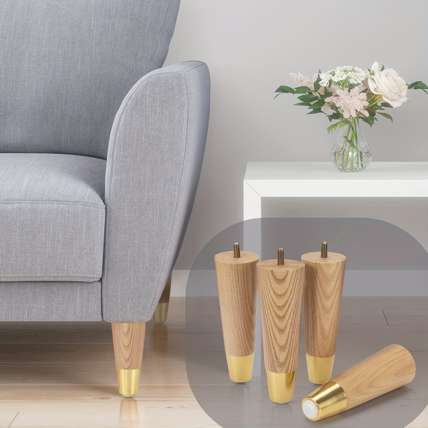 patas de madera para muebles, patas de madera para sofá, patas de repuesto  para sillón, armario, sofá, aparador (juego de 4)
