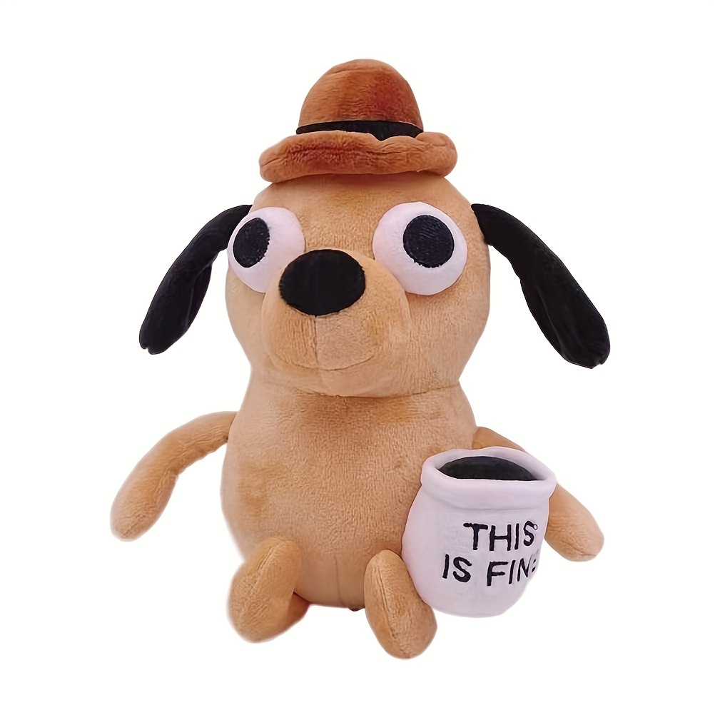 This Is Fine Dog Coffee Dog Plush Toy Cute - Temu Cyprus