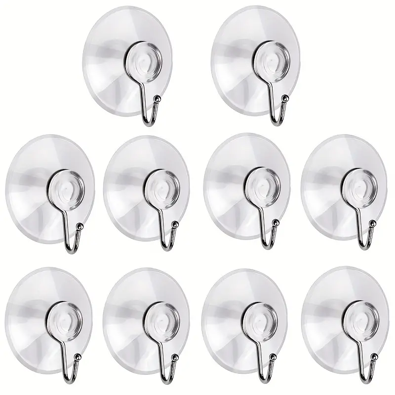 Suction Cup Hooks, Reusable Clear Pvc Suction Cups With Metal Hooks,  Removable Suction Cup Hooks, Waterproof Hook For Bathroom Shower Wall,  Kitchen Walls, Window, Glass Door, Christmas Halloween Thanksgiving  Decoration Hooks, Wreath