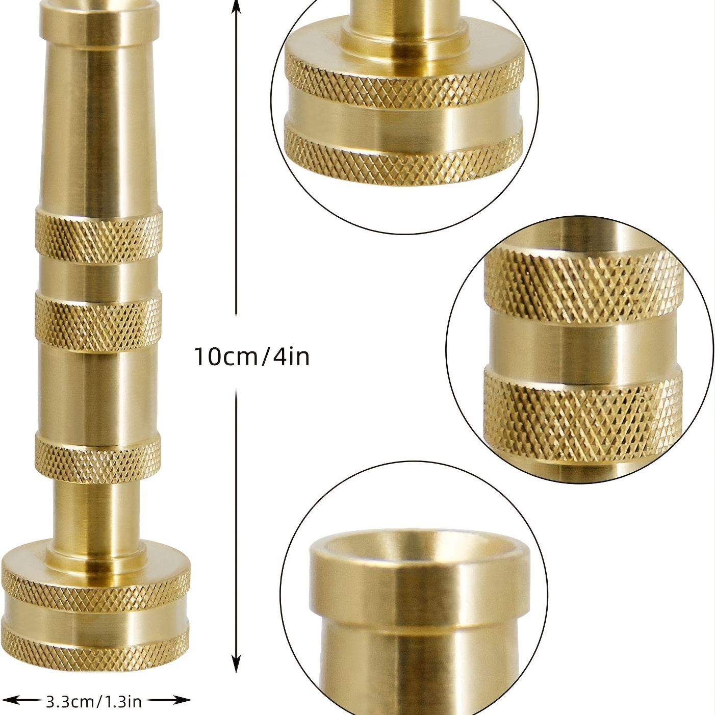 Morvat Solid Brass Heavy-Duty Twist Garden Hose Nozzle, Adjustable