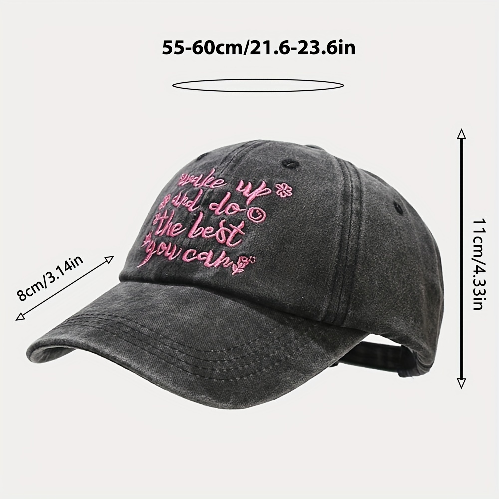 Washed Candy Color Baseball Wake Best Embroidery Sun Hat - Temu