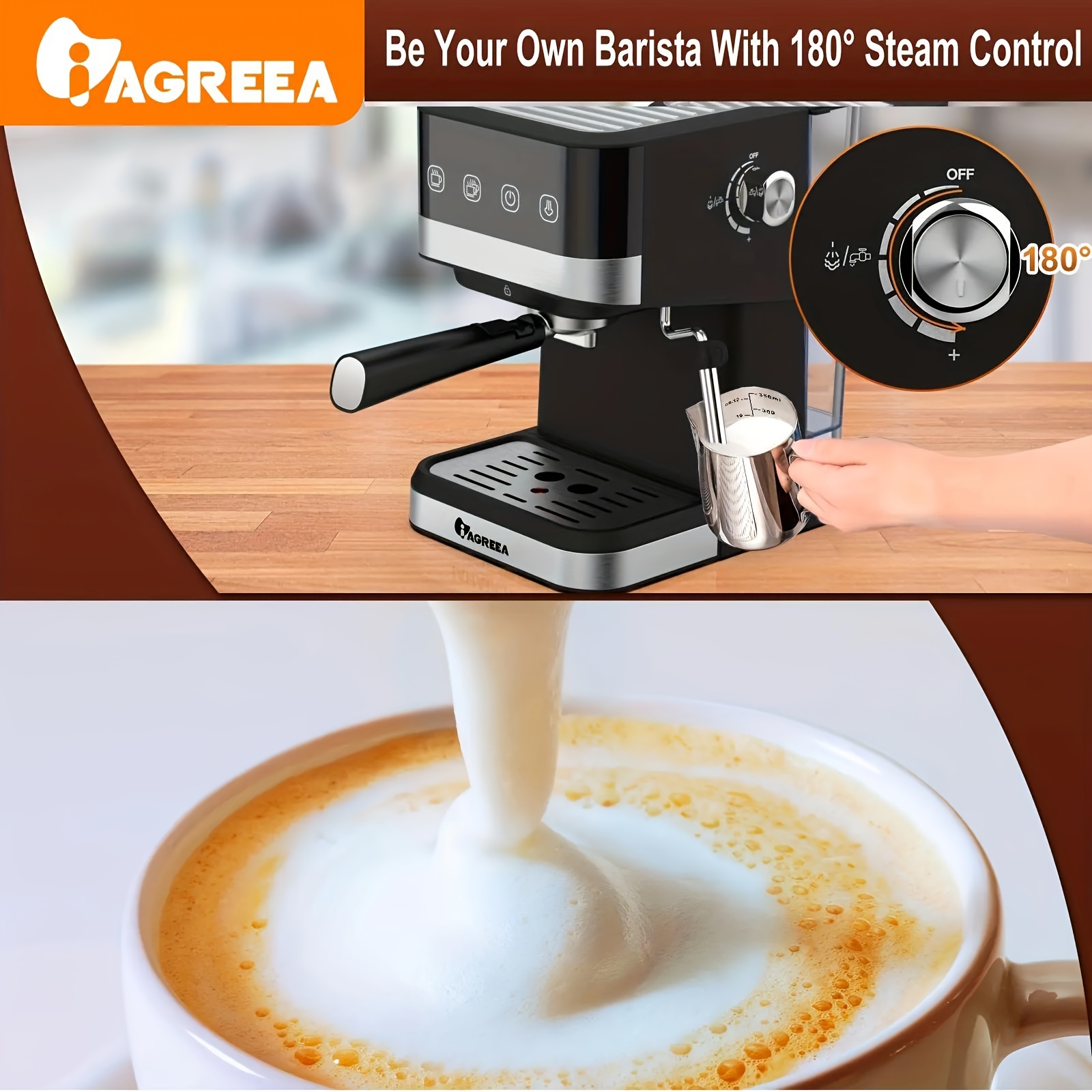 Iagreea 20 Bar Pressure Coffee Machine Stainless Steel 1.5 - Temu