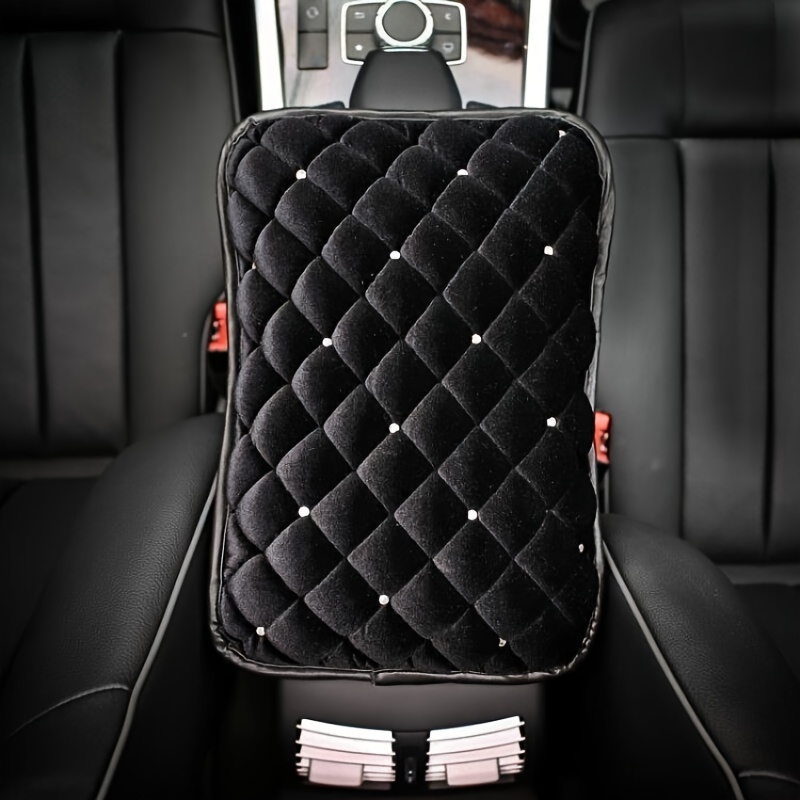 

1pc Car Armrest Cover, Artificial Diamond Auto Center Console Pad, Soft Armrest Protector, Plush Cushion For Car, Car Interior Accessories