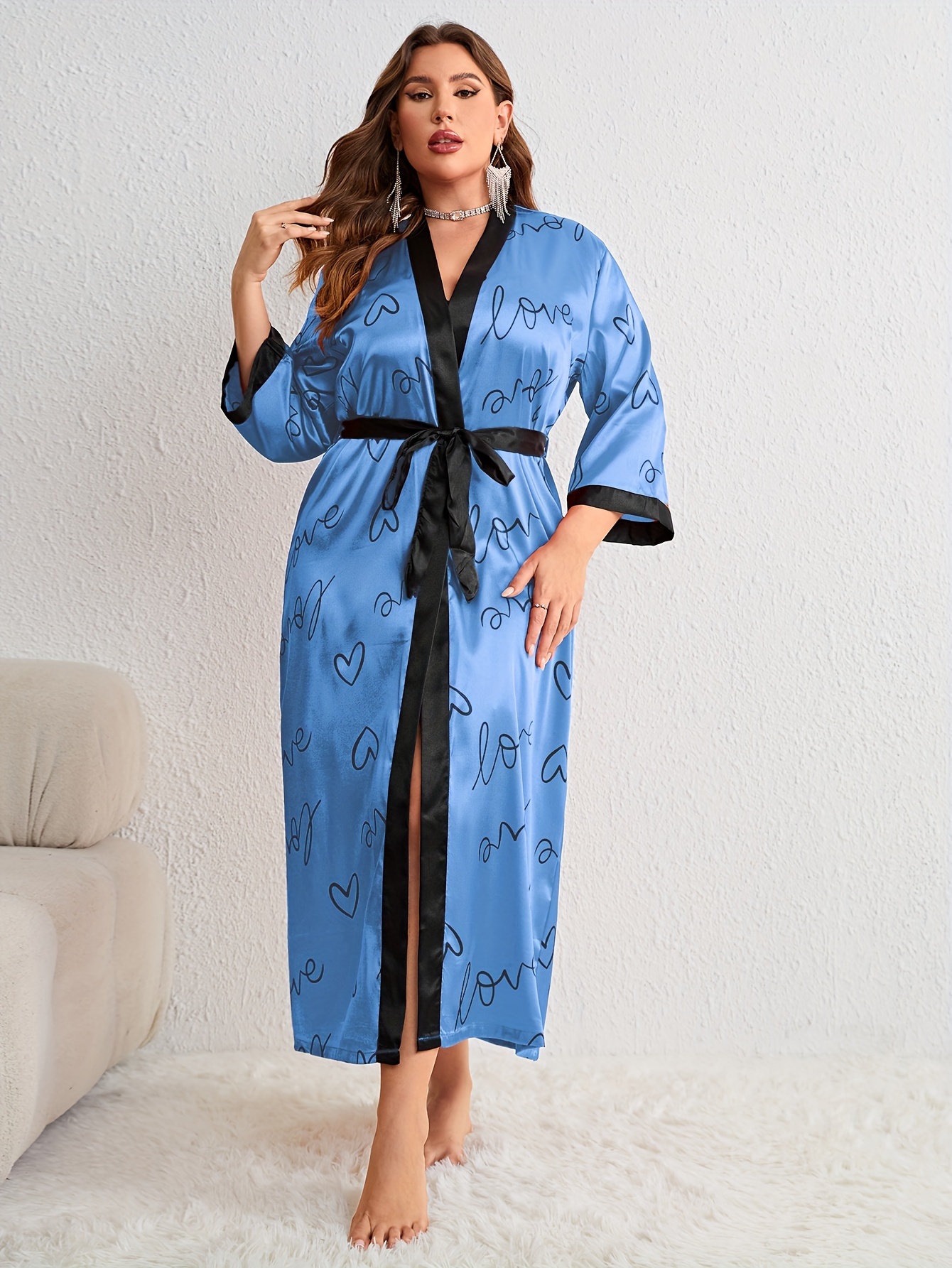 Sexy Lingerie V Neck Night Dress Women Nightgown Pijamas Heart Print  Sleepwear