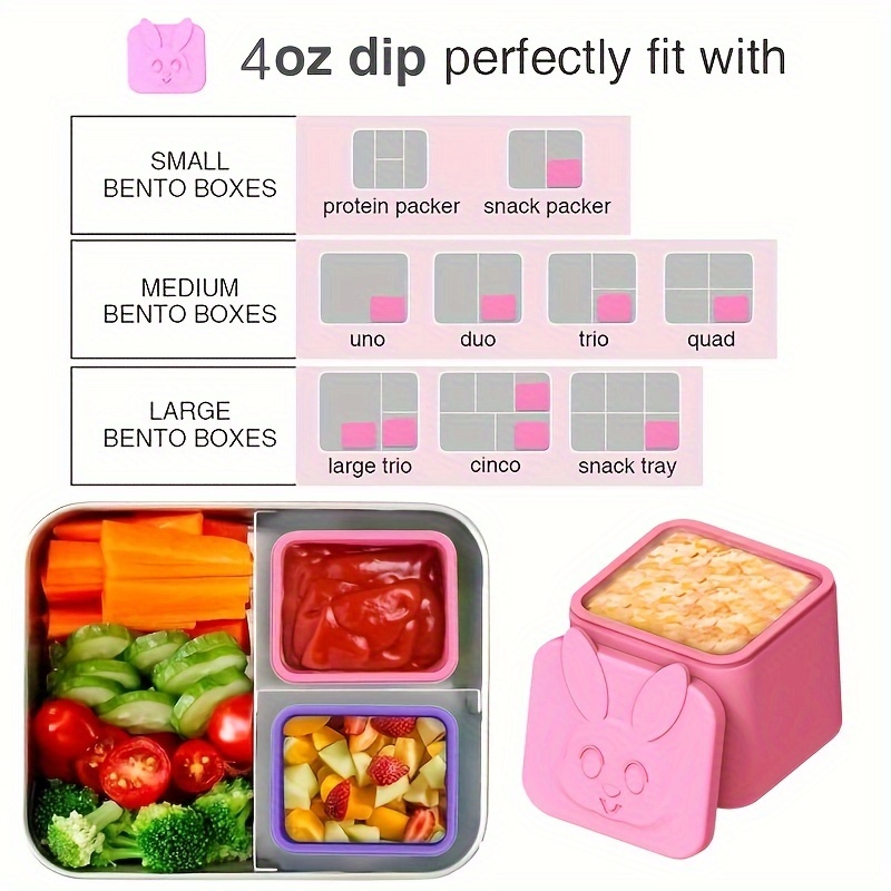 1pc leak-proof dipping container 4oz salad dressing container kids small  silicone snack box with lid silicone lunch box with bag lid