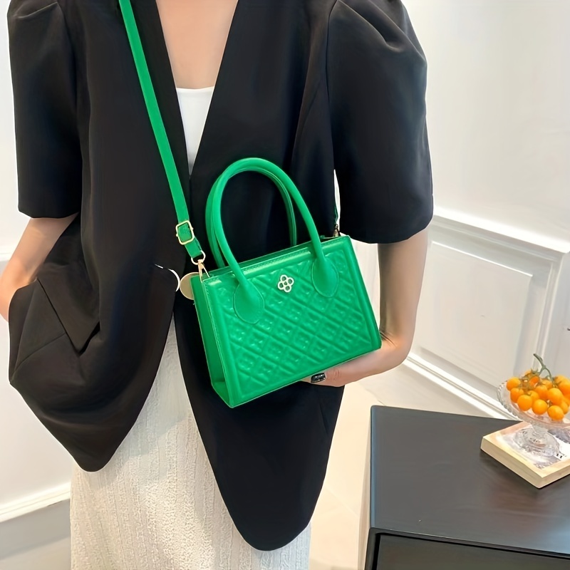 Geometric Embossed Square Satchel Bag