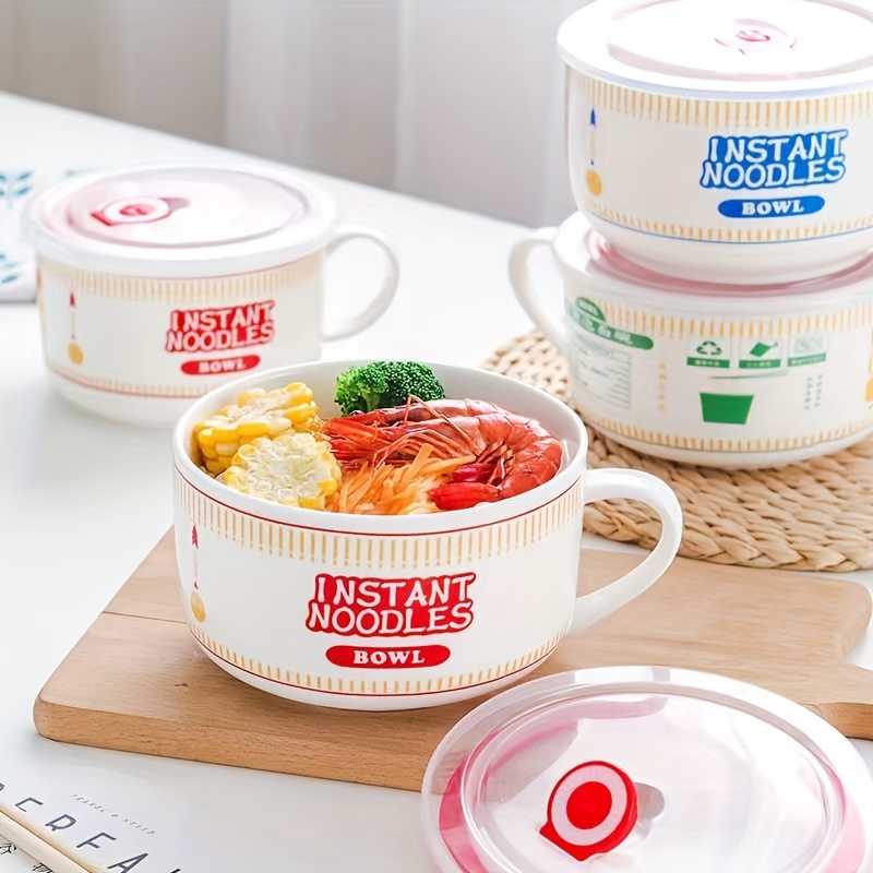 Bol à Soupe Avec Couvercle Et Poignée – Céramique Micro-ondes, Idéal Pour Ramen, Soupe, Céréales - 11