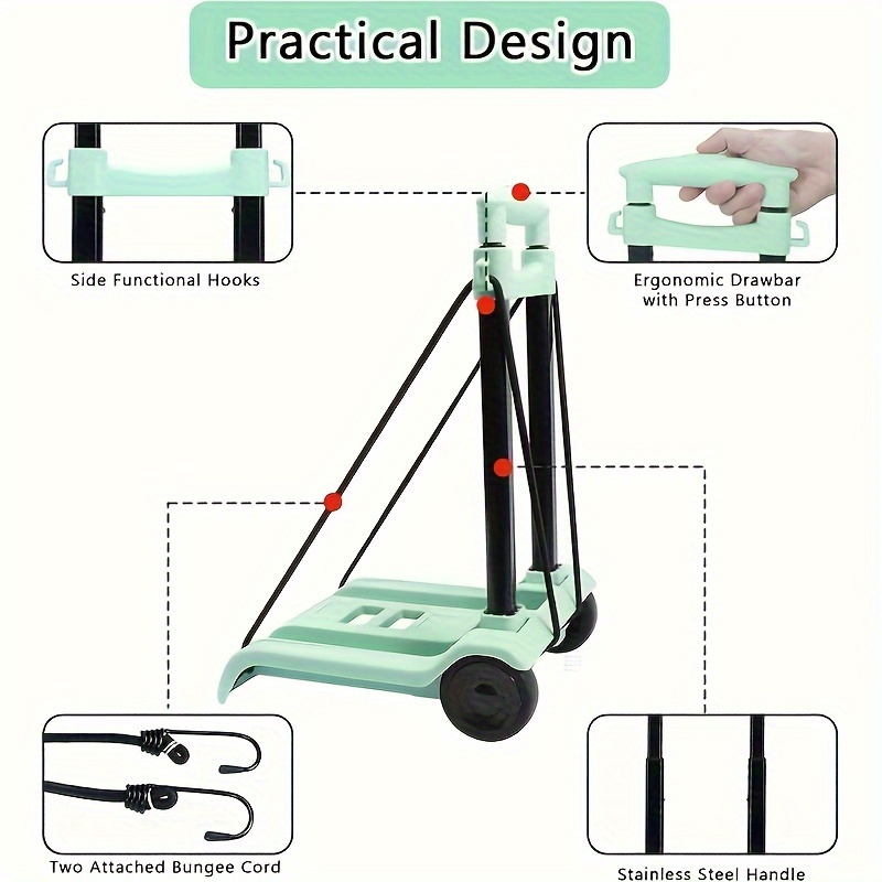 Carrito Plegable Ruedas Portátiles Ajustables 2 Cuerdas - Temu