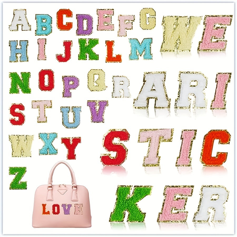 26PCS Multi-Function Embroidered Patches Letter-Shaped Patches Decor Back  Sewing Patches