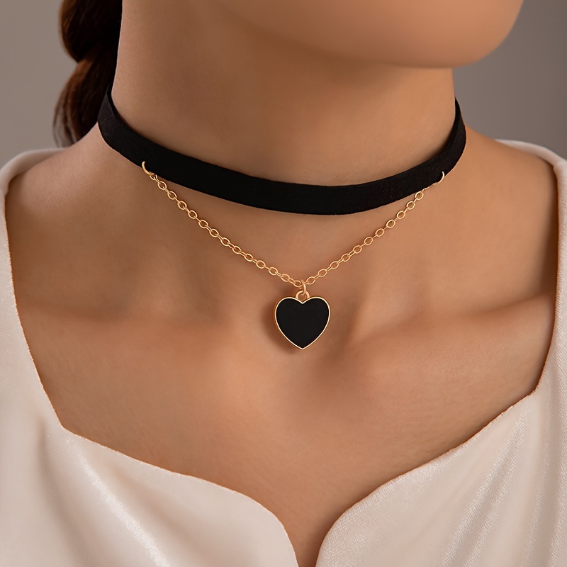  STACKABLE CREATIONS A Pair of 2 Black Chokers For Women  Black  Thick Velvet Moon Pendant Chocker Necklaces For Girls Women : Clothing,  Shoes & Jewelry
