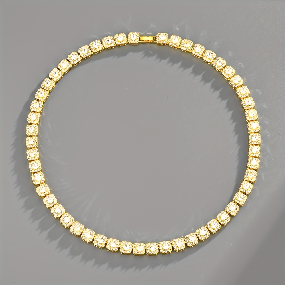 Square Tennis Chains Micro Pave Rhinestone Necklace