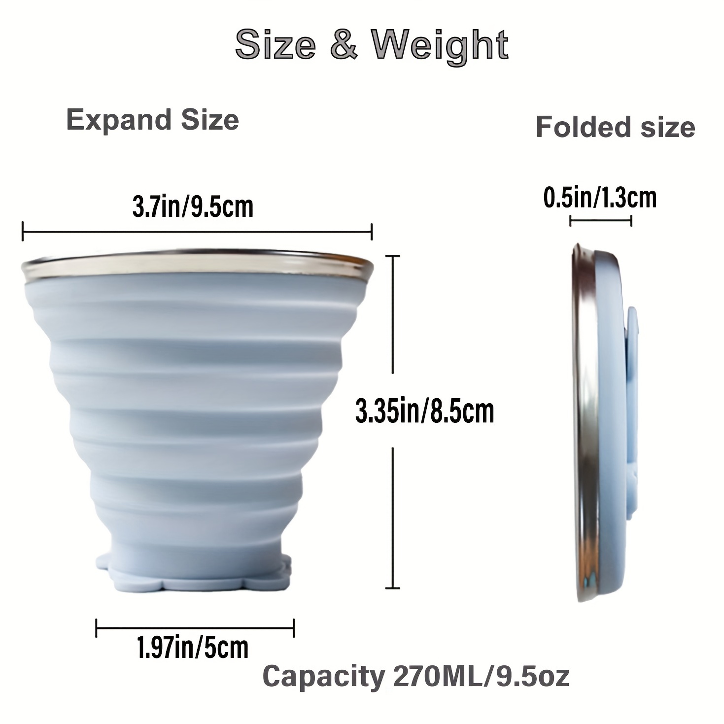 Vaso Plegable De Silicona Con Tapa Portable Reusable 270 Ml - Luegopago