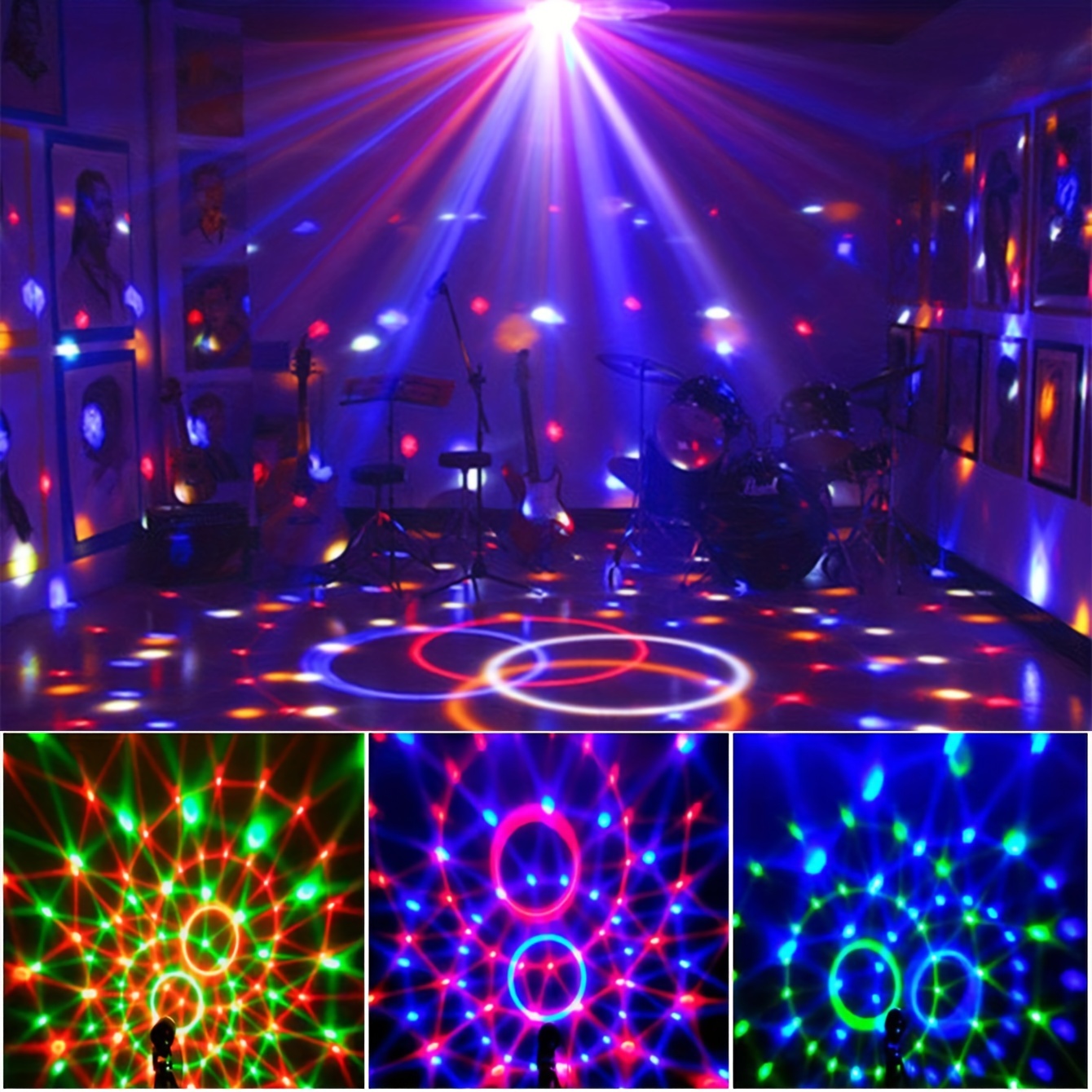 Lumières de fête à LED rotatives, boule de Chang magique, stroboscope Par,  lumière UV noire pour boîte de nuit, karaoké, jeu de soirée, boule de  miroir de scène, 3 en 1 - AliExpress