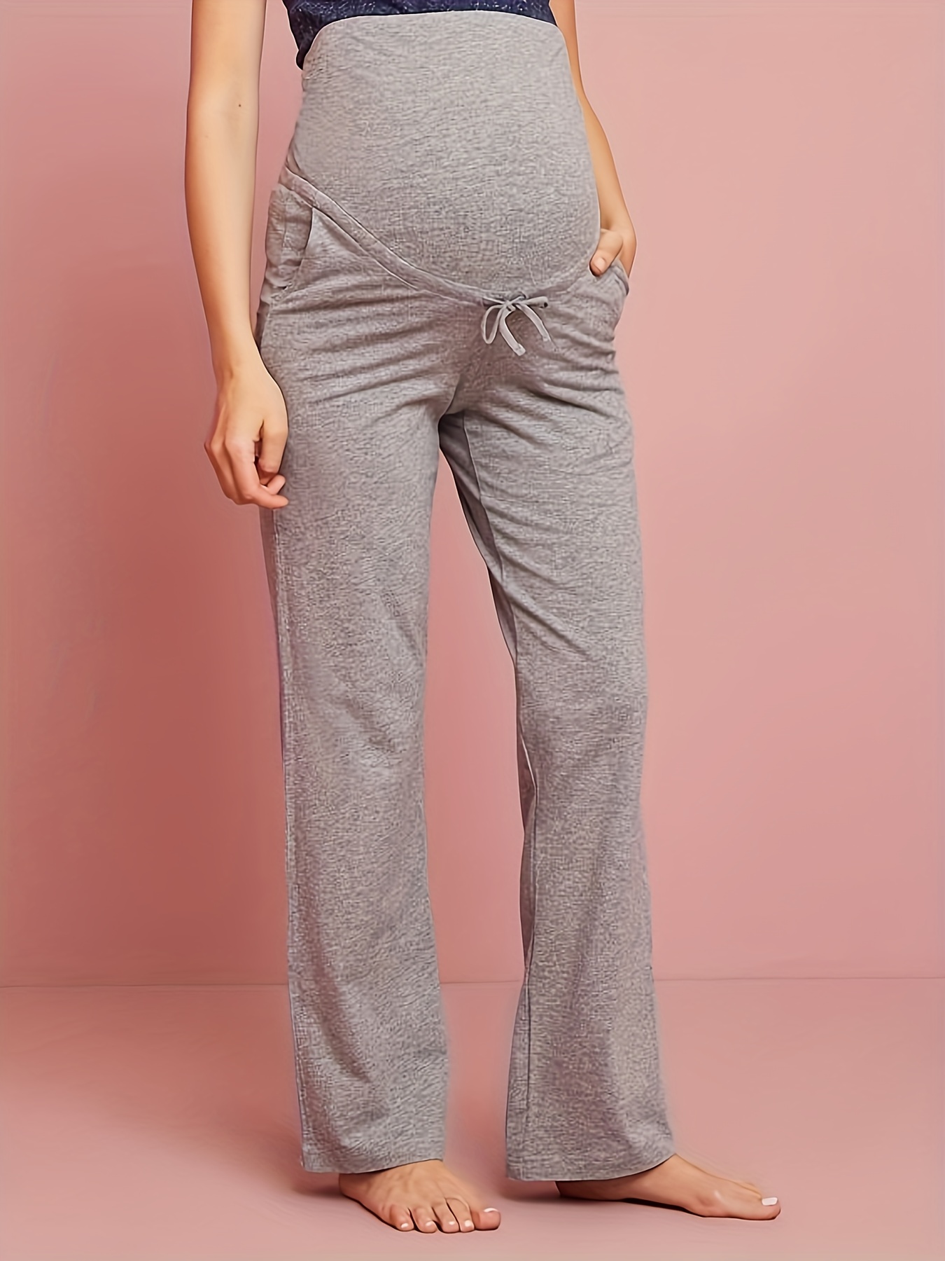 Women's Maternity Solid Pants Loose Fit Solid Pants Sports - Temu Canada