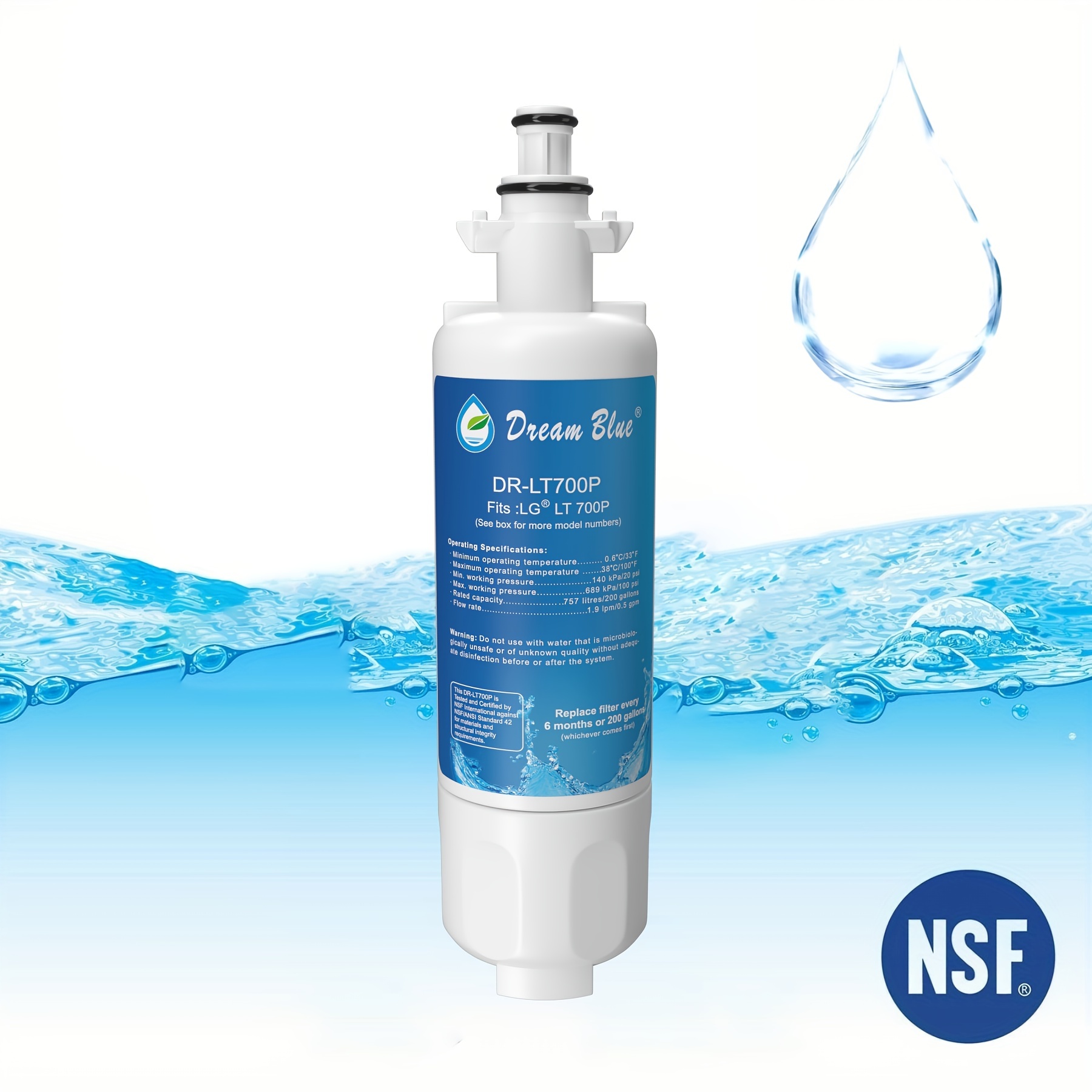  Waterdrop Filtro de agua en línea para refrigerador y máquina  de hielo, sistema de filtración de agua potable de alta capacidad  certificado NSF con accesorios de conexión directa, reduce el cloro, 