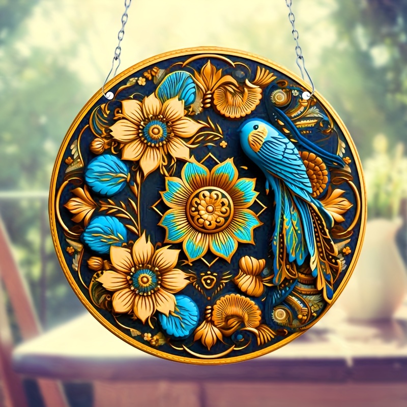 Sunflower Chrysanthemum Stain Sun Catcher Hanging Window Gift