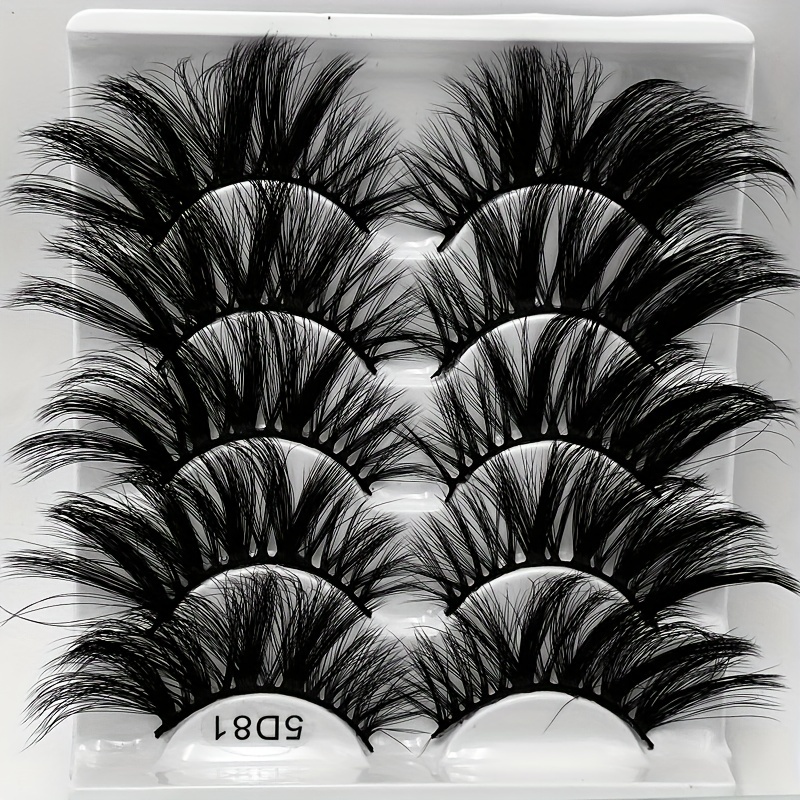 5 Pairs Faux Mink Eyelashes Lengthening Thickening False Eyelashes