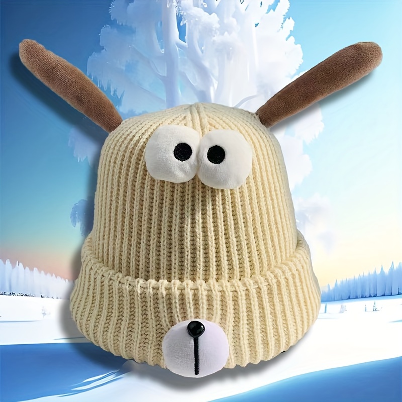 Children's Cute Cartoon Puppy Funny Knitted Hat Keep Warm - Temu