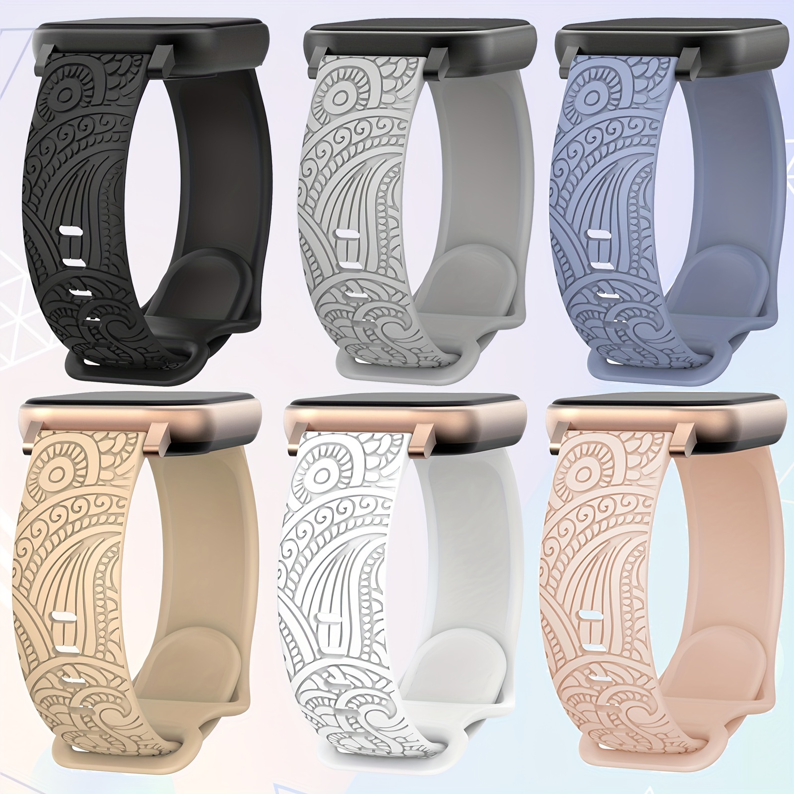 

20mm Silicone Floral Engraved Pattern Band Compatible With Amazfit Gts 4, Gts 2 Mini, Gts 2, Gts 2e, Gts 3, Amazfit Bip, Bip U, Bip U Pro, Amazfit Gtr 42mm, Replacement Strap For Women.