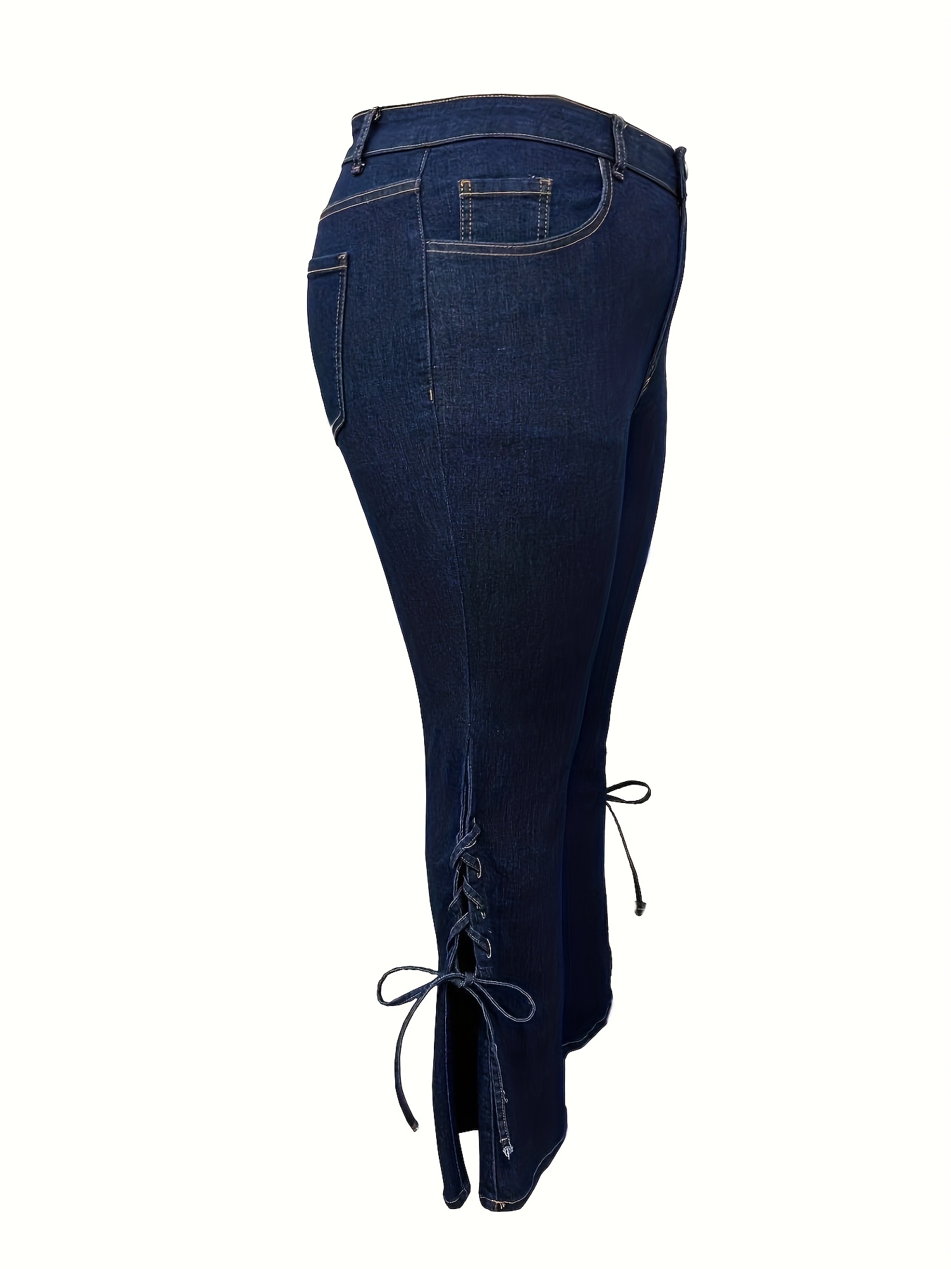 Button Fly Flared Leg Lace Up Side Split Jeans