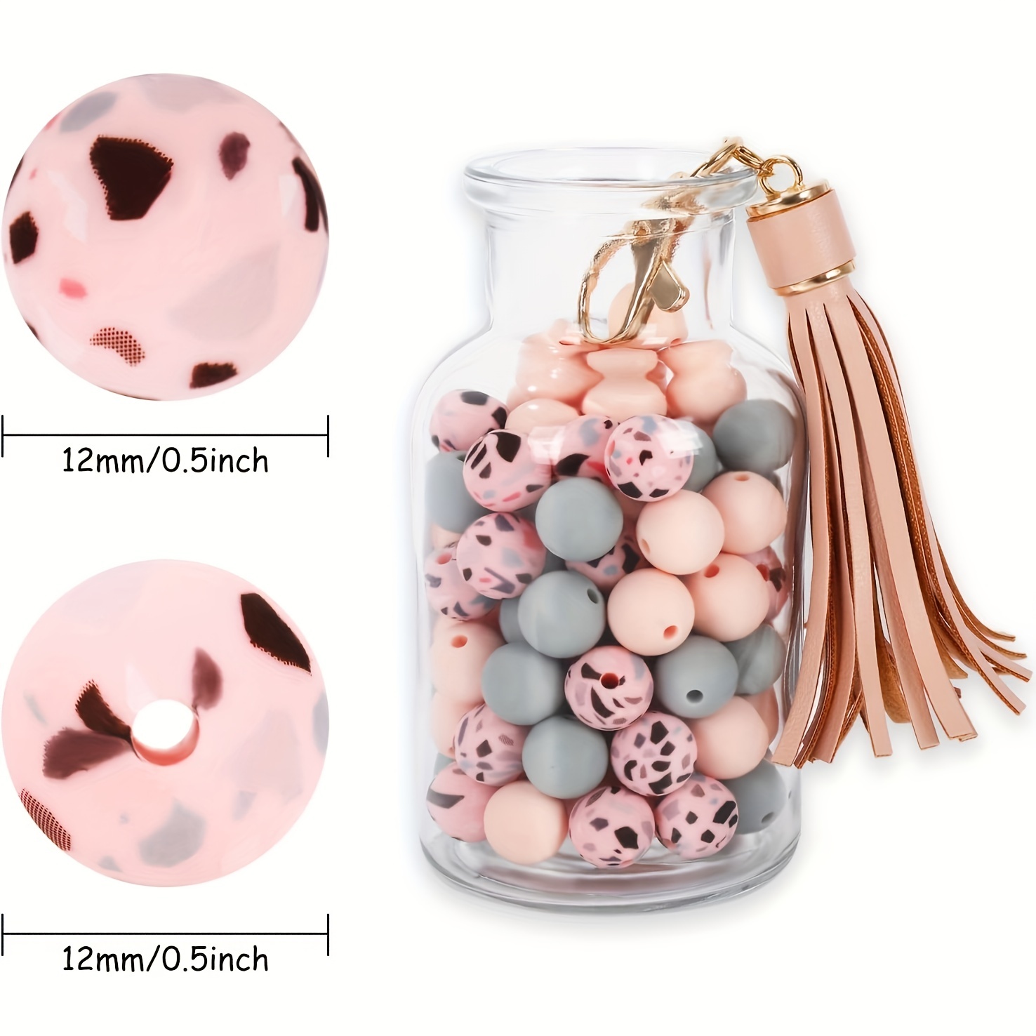 255PCS DIY Silicone Beaded Keychain Making Kit, 115mm Round Candy Color  Silicone Beads Anti-drop Chain For Keychain Bracelet Necklace Jewelry DIY  Hand
