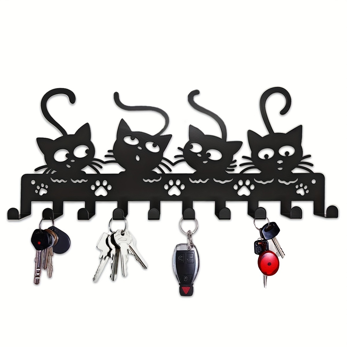 

1pc Metal Cute Cats Wall Row Hook, Wall Mounted Key Holder, Halloween Decor, Aesthetic Room Decor, Home Decor, Kitchen Accessories, Bathroom Decor, Bedroom Decor