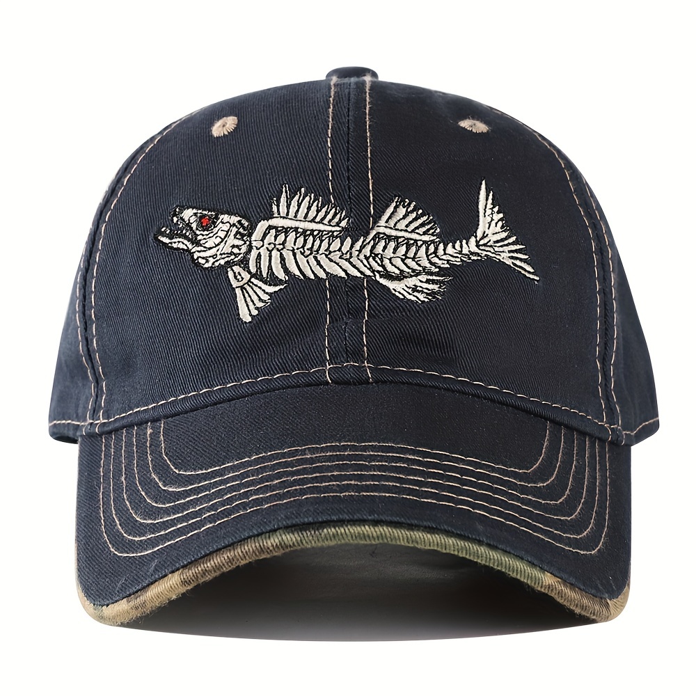 FS 2023 Trendy Fish Bone Embroidery Hip Hop Caps For Women Men Outdoor  Sports Dad Hats