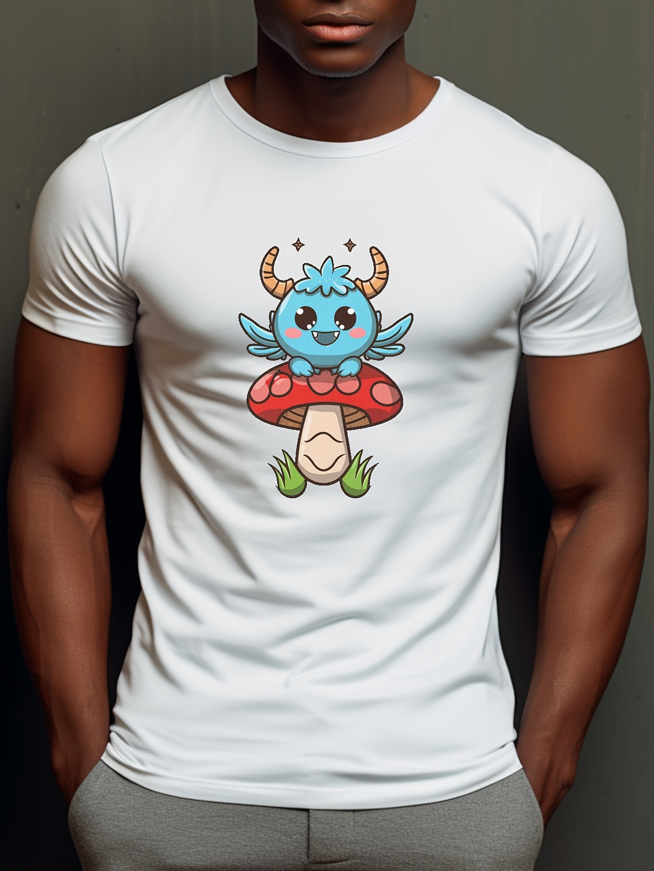 Estampa De Monstro Desenhos Animados Camiseta Masculina - Temu Portugal