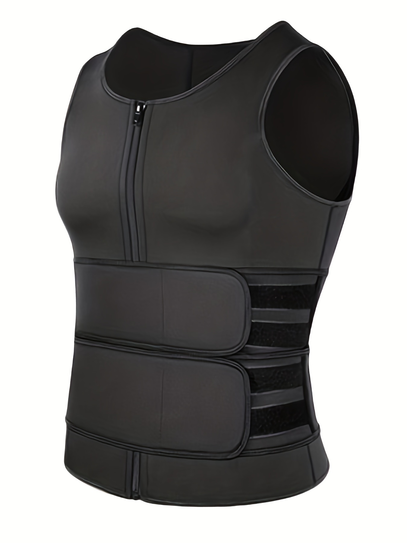 BODYSUNER Sauna Sweat Vest Workout Tank Top Waist Trainer for Men  Compression Workout Enhancing Vest With Zipper Blue L/XL