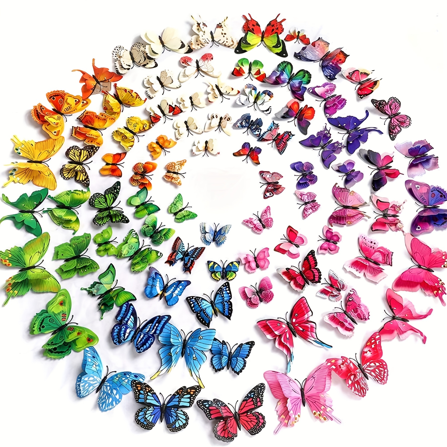 3d Butterfly Wall Decals Colorful Double Winged Butterflies - Temu